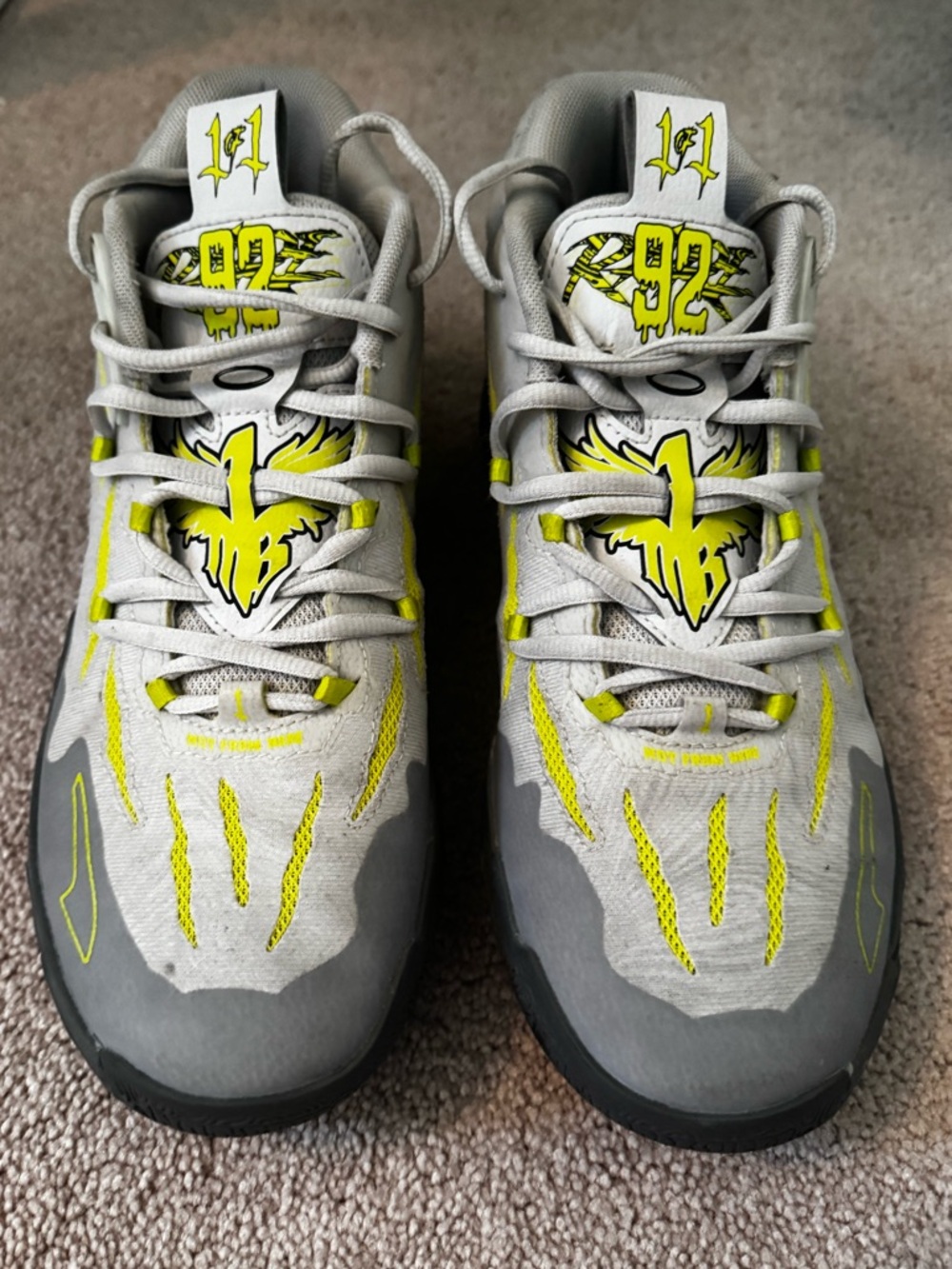 Puma Men's Gray and Neon Yellow Athletic Sneakers